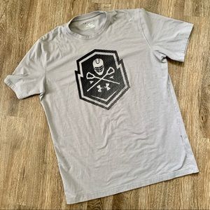 UNDER ARMOUR Lacrosse Logo Gray Heat Gear Tee